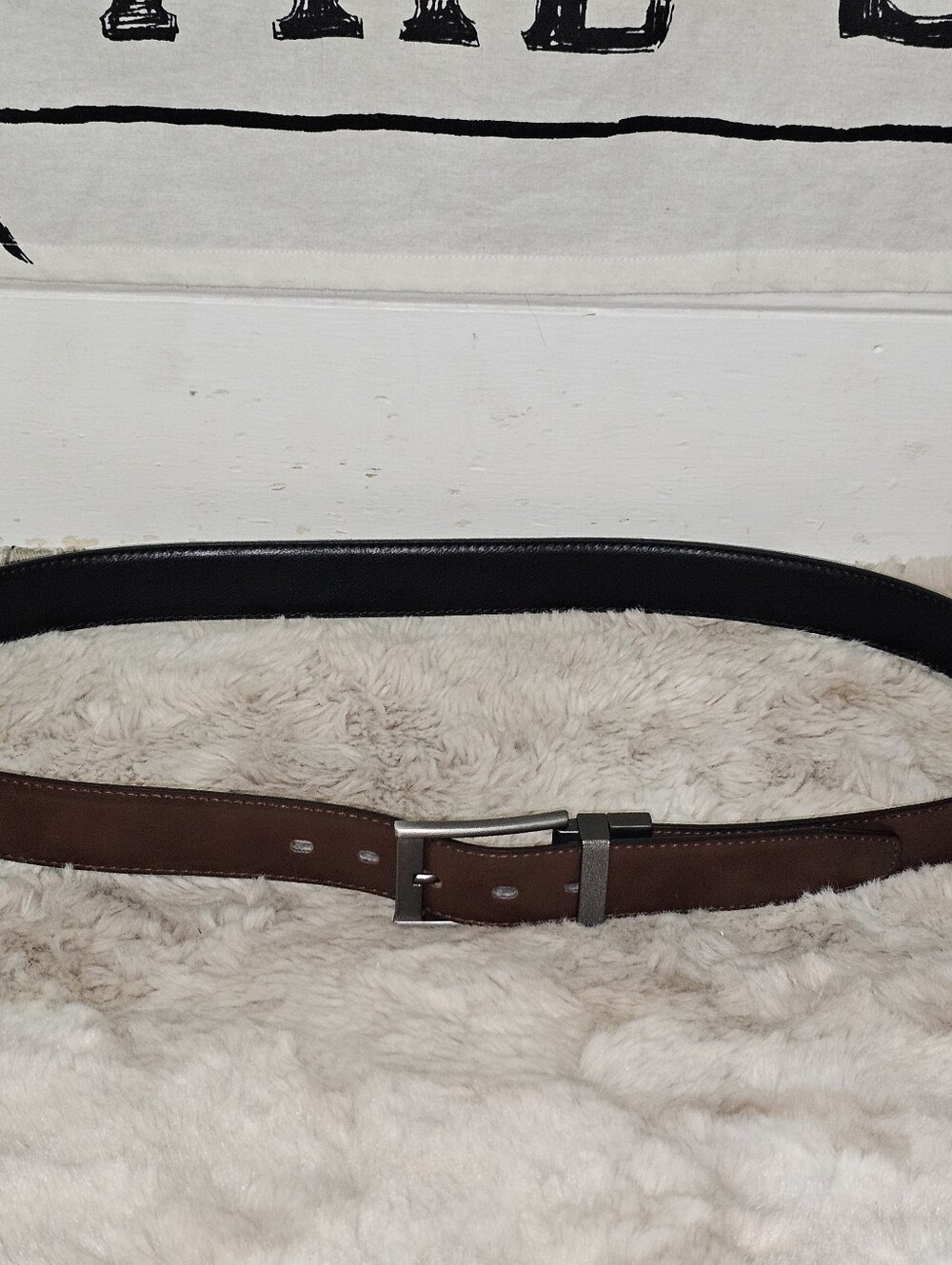 London Fog Sz 42 Reversible Brown and Black Leather Belt for Men